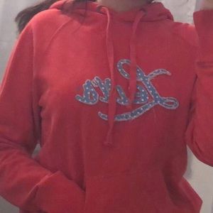 red Levi’s hoodie